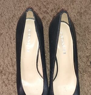 Coach Black Leather Pointed Toe Pumps